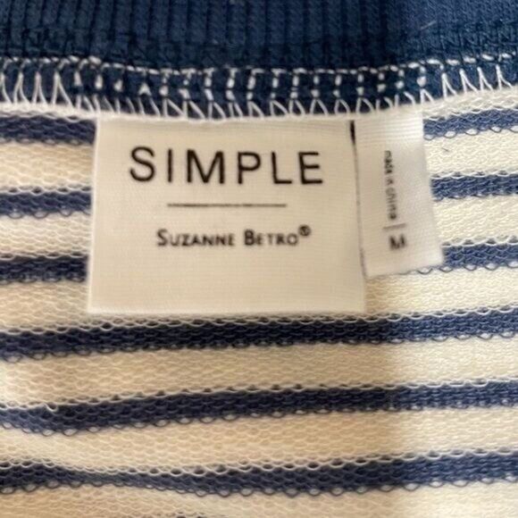 Simple by Suzanne Betro Sweater Women Size M stripe 3/4 sleeves top - Picture 5 of 7